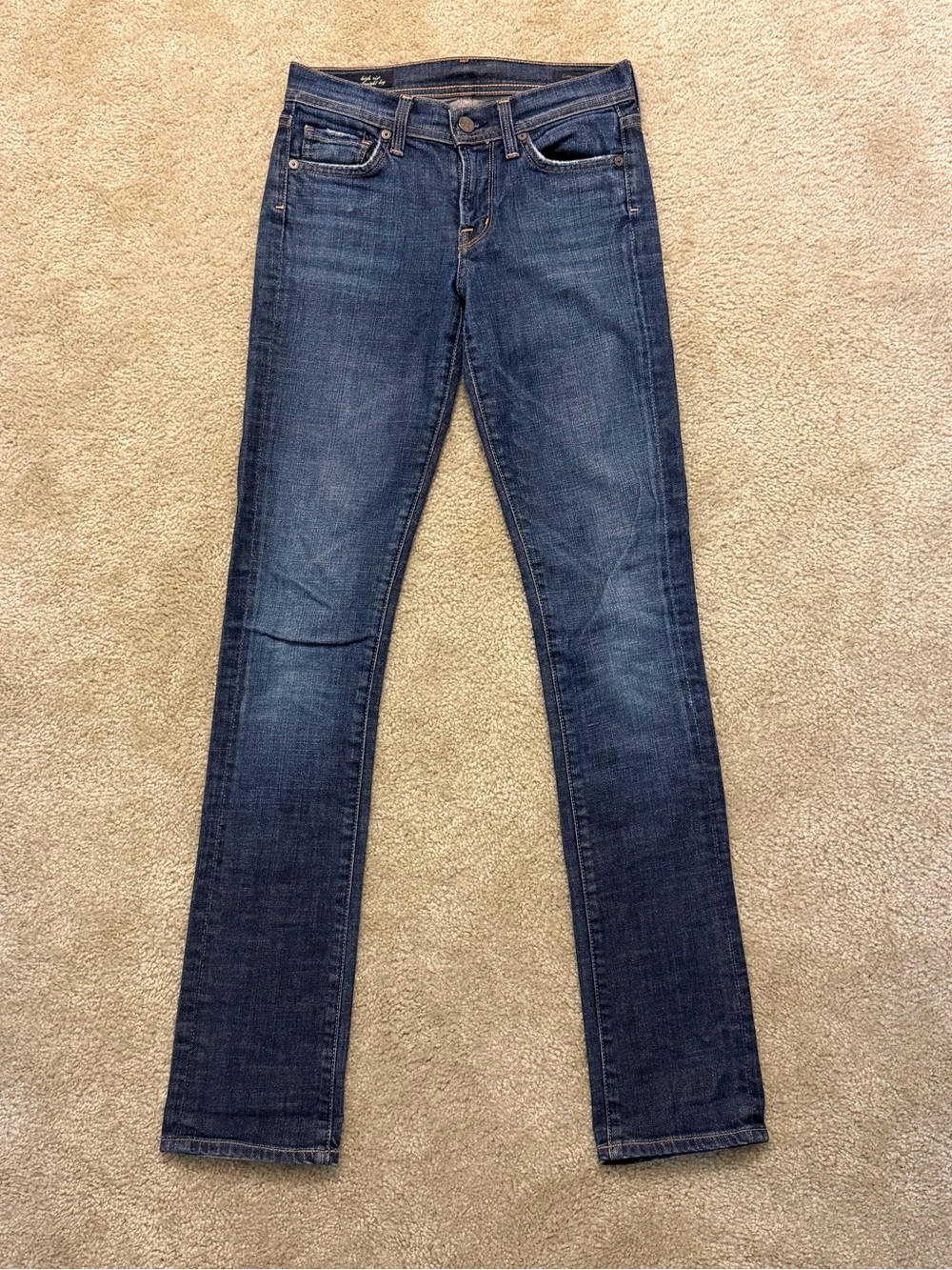 Citizens of Humanity Women's Jeans 24 Elson Stretch Straight Blue Selvedge USA
